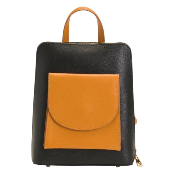 DIVINA FIRENZE Made In Italy Leather Front Pocket Backpack - Picture 1 of 4